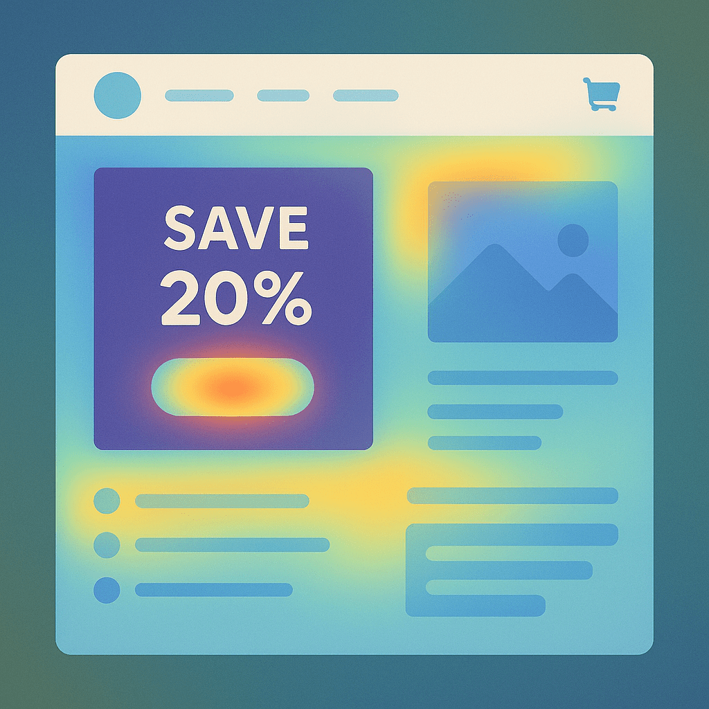 Heatmap of a store page highlighting engagement around the primary offer